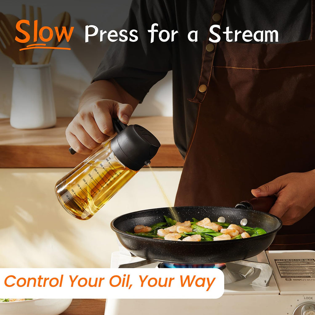 Olive Oil Spray Bottle - 2 in 1 Olive Oil Dispenser Bottle for Kitchen