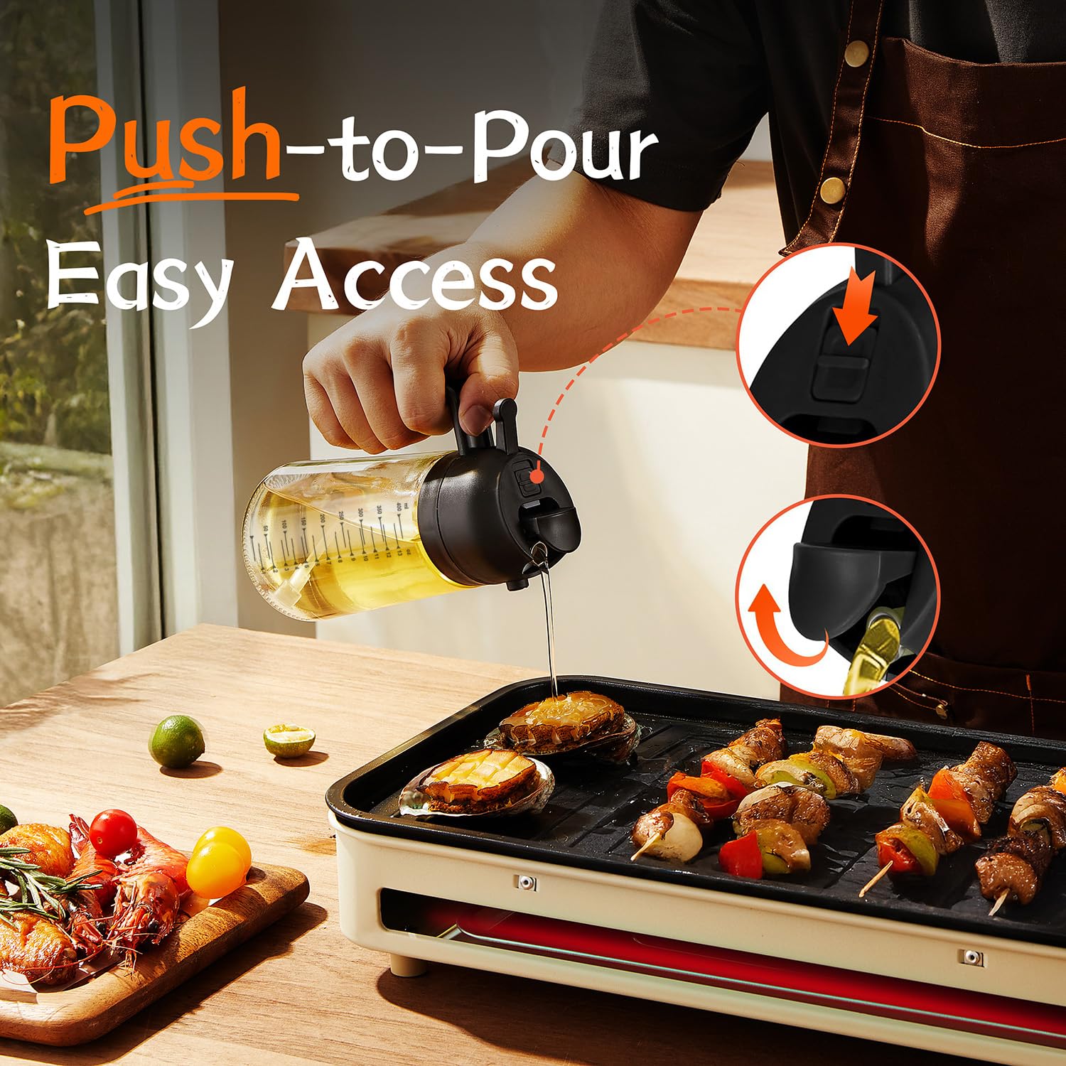 Olive Oil Spray Bottle - 2 in 1 Olive Oil Dispenser Bottle for Kitchen