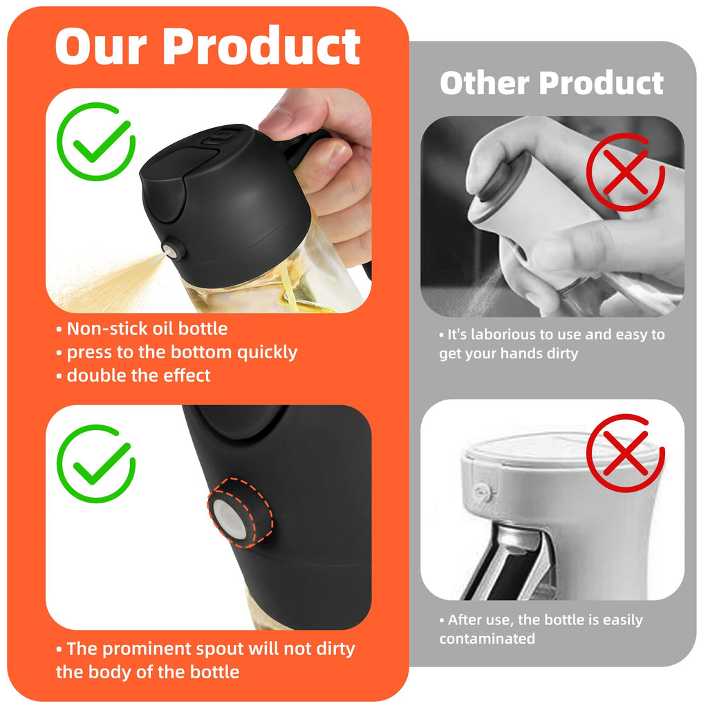 Olive Oil Spray Bottle - 2 in 1 Olive Oil Dispenser Bottle for Kitchen